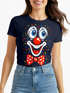 Damen T-Shirt - Clown Print Aufdruck - Fasching Karneval Ersatz Verkleidung Last Minute Kostüm Funshirt Slim Fit Moonworks®preview
