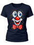 Damen T-Shirt - Clown Print Aufdruck - Fasching Karneval Ersatz Verkleidung Last Minute Kostüm Funshirt Slim Fit Moonworks®preview