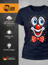 Damen T-Shirt - Clown Print Aufdruck - Fasching Karneval Ersatz Verkleidung Last Minute Kostüm Funshirt Slim Fit Moonworks®preview