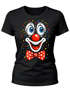 Damen T-Shirt - Clown Print Aufdruck - Fasching Karneval Ersatz Verkleidung Last Minute Kostüm Funshirt Slim Fit Moonworks®preview