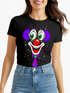 Damen T-Shirt - Clownsgesicht- Fasching Karneval Ersatz Verkleidung Last Minute Kostüm Clown Funshirt Slim Fit Moonworks®preview