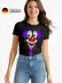 Damen T-Shirt - Clownsgesicht- Fasching Karneval Ersatz Verkleidung Last Minute Kostüm Clown Funshirt Slim Fit Moonworks®preview