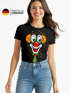 Damen T-Shirt - Clownsgesicht- Fasching Karneval Ersatz Verkleidung Last Minute Kostüm Clown Funshirt Slim Fit Moonworks®preview