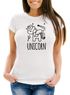 Damen T-Shirt Einhorn Unicorn Sterne Slim Fit Moonworks®preview