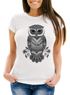 Damen T-Shirt Eule Mandala Zentangle Owl SlimFit tailliert Baumwolle Neverless®preview