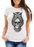 Damen T-Shirt Eule Totenkopf Owl Skull Schädel Slim Fit Neverless®preview