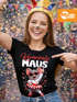 Damen T-Shirt Fasching Karneval | Maus Aufdruck | Ersatz Verkleidung Last Minute Kostüm Funshirt Slim Fit Moonworks®preview