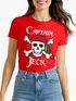 Damen T-Shirt Fasching Karneval Pirat Captain Jeck Kostüm-Ersatz Verkleidung Faschingskostüme Frauen Funshirt Moonworks®preview