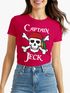 Damen T-Shirt Fasching Karneval Pirat Captain Jeck Kostüm-Ersatz Verkleidung Faschingskostüme Frauen Funshirt Moonworks®preview