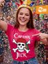 Damen T-Shirt Fasching Karneval Pirat Captain Jeck Kostüm-Ersatz Verkleidung Faschingskostüme Frauen Funshirt Moonworks®preview
