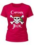 Damen T-Shirt Fasching Karneval Pirat Captain Jeck Kostüm-Ersatz Verkleidung Faschingskostüme Frauen Funshirt Moonworks®preview