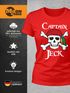 Damen T-Shirt Fasching Karneval Pirat Captain Jeck Kostüm-Ersatz Verkleidung Faschingskostüme Frauen Funshirt Moonworks®preview