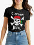 Damen T-Shirt Fasching Karneval Pirat Captain Jeck Kostüm-Ersatz Verkleidung Faschingskostüme Frauen Funshirt Slim Fit Moonworks®preview