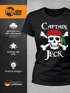Damen T-Shirt Fasching Karneval Pirat Captain Jeck Kostüm-Ersatz Verkleidung Faschingskostüme Frauen Funshirt Slim Fit Moonworks®preview