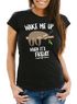 Damen T-Shirt Faultier Sloth Wake me up when it's friday Slim Fit Moonworks®preview