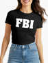 Damen T-Shirt FBI Aufdruck Faschings-Shirt Kostüm Verkleidung Karneval Fun-Shirt Slim Fit Moonworks®preview