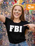 Damen T-Shirt FBI Aufdruck Faschings-Shirt Kostüm Verkleidung Karneval Fun-Shirt Slim Fit Moonworks®preview