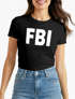 Damen T-Shirt FBI Fun-Shirt Faschings-Shirt Kostüm Verkleidung Karneval Slim Fit Moonworks®preview