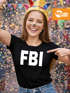 Damen T-Shirt FBI Fun-Shirt Faschings-Shirt Kostüm Verkleidung Karneval Slim Fit Moonworks®preview