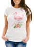 Damen T-Shirt Flamingo Aloha Tropical Summer Jungle Paradise Hummingbird Slim Fit tailliert Baumwolle Neverless®preview