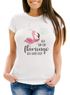 Damen T-Shirt Flamingo Ich bin ein Flamingo ich darf das Spruch Pusteblume Slim Fit tailliert Baumwolle Moonworks®preview