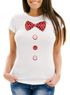 Damen T-Shirt Fliege Knöpfe Schleife Clown Fasching Fastnacht Karneval Kostüm Slim Fit Moonworks®preview