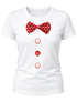 Damen T-Shirt Fliege Knöpfe Schleife Clown Fasching Fastnacht Karneval Kostüm Slim Fit Moonworks®preview