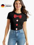 Damen T-Shirt Fliege Knöpfe Schleife Clown Fasching Fastnacht Karneval Kostüm Slim Fit Moonworks®preview