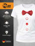 Damen T-Shirt Fliege Knöpfe Schleife Clown Fasching Fastnacht Karneval Kostüm Slim Fit Moonworks®preview