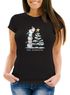 Damen T-Shirt Frohe Weihnachten Schneemann Design Aufdruck Schrift Weihnachtsoutfit Lustig Moonworks®preview