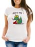 Damen T-Shirt Fun Motiv Dinosaurier frisst Santa Claus Spruch Santa Wer? Weihnachtsmann Fun-Shirt Slim Fit Moonworks®preview