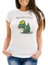 Damen T-Shirt Fun Motiv kleiner Dino frisst Einhorn Spruch "Wie das Letzte?" Fun-Shirt lustig Moonworks®preview