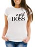 Damen T-Shirt Girl Boss Statement Spruch Quote Message Hashtag Slim Fit Moonworks®preview