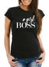 Damen T-Shirt Girl Boss Statement Spruch Quote Message Hashtag Slim Fit Moonworks®preview