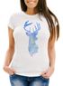 Damen T-Shirt Hirsch Geweih Kopf Deer Watercolor Polygon Tier Slim Fit Neverlesspreview