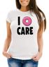 Damen T-Shirt I Donut care I do not care don´t care Slim Fit Moonworks®preview