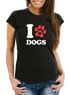 Damen T-Shirt I love Dogs Hundespruch Motiv Hundepfote Abdruck Gassi Shirt Frauen Fun-Shirt lustig Moonworks®preview