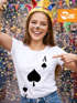 Damen T-Shirt Kartenspiel Kostüm Spielkarten Gruppenkostüm Karten Fasching Karneval Faschingsshirt Slim Fit Moonworks®preview