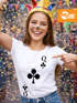 Damen T-Shirt Kartenspiel Kostüm Spielkarten Gruppenkostüm Karten Fasching Karneval Faschingsshirt Slim Fit Moonworks®preview