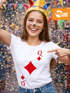 Damen T-Shirt Kartenspiel Kostüm Spielkarten Gruppenkostüm Karten Fasching Karneval Faschingsshirt Slim Fit Moonworks®preview