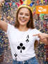 Damen T-Shirt Kartenspiel Kostüm Spielkarten Gruppenkostüm Karten Fasching Karneval Faschingsshirt Slim Fit Moonworks®preview