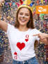 Damen T-Shirt Kartenspiel Kostüm Spielkarten Gruppenkostüm Karten Fasching Karneval Faschingsshirt Slim Fit Moonworks®preview