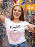Damen T-Shirt - Konfetti im Herz - Fasching Karneval Ersatz Verkleidung Last Minute Kostüm Funshirt Slim Fit Moonworks®preview