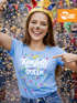 Damen T-Shirt - Konfetti Queen - Fasching Karneval Ersatz Verkleidung Last Minute Kostüm Funshirt Slim Fit Moonworks®preview