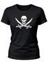 Damen T-Shirt Kostüm Pirat Piratin Verkleidung Skull Jolly Roger Calico Fasching Fun-Shirt Slim Fit Moonworks®preview