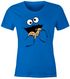 Damen T-Shirt Krümelmonster Keks Cookie Monster Fasching Karneval Kostüm Slim Fit Moonworks®preview