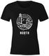 Damen T-Shirt Logo Outline Art maritim Leuchtturm Welle Aufdruck North Slim Fit Neverless®preview