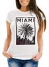 Damen T-Shirt Miami Beach Palmen Skyline Slim Fit Neverless®preview