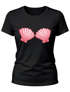 Damen T-Shirt - Muschel BH Aufdruck - Fasching Karneval Ersatz Verkleidung Mermaid Meerjungfrau Last Minute Kostüm Funshirt Slim Fit Moonworks®preview