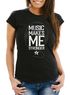 Damen T-Shirt Music makes me Stronger Spruch Statement  Slim Fit Neverless®preview